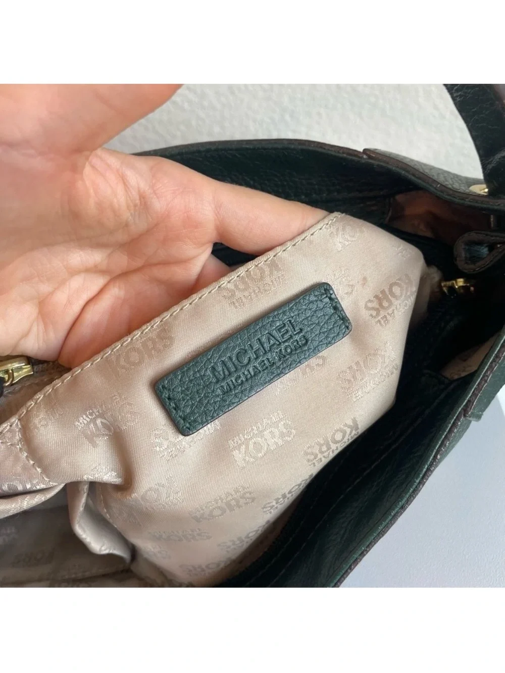 Michael Kors Green Leather Fulton Bedford Shoulder Bag Jet Set Selma